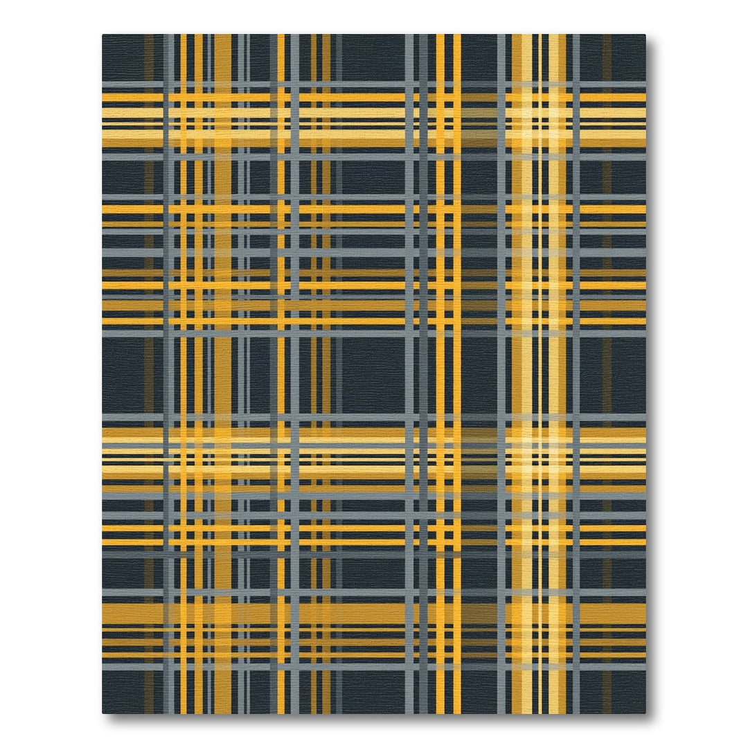 Modern Yellow Gray Plaid Lines Rug
