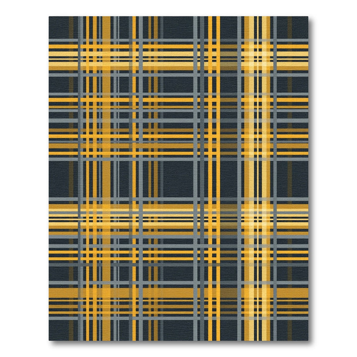 Modern Yellow Gray Plaid Lines Rug