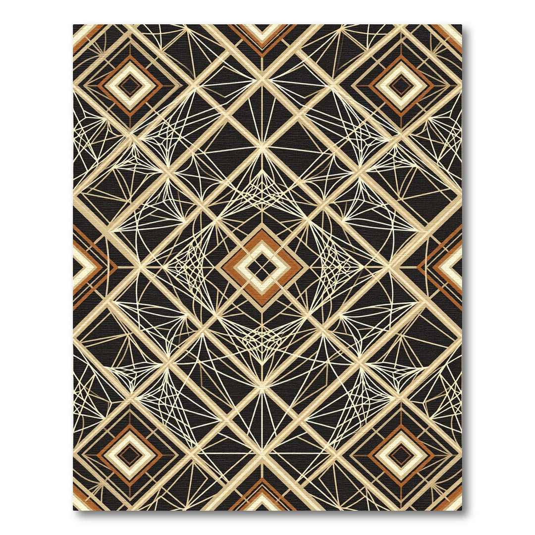 Art Deco Geometric Gold Noir Rug