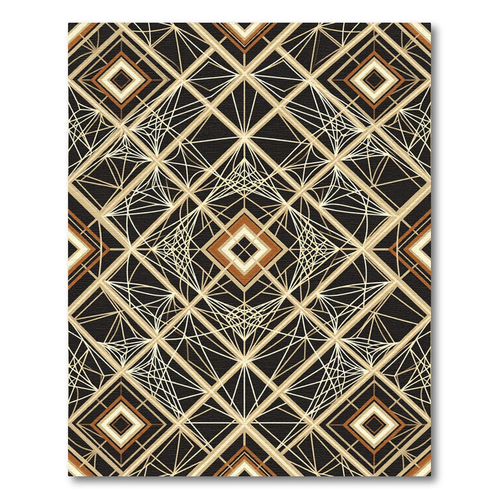 Art Deco Geometric Gold Noir Rug