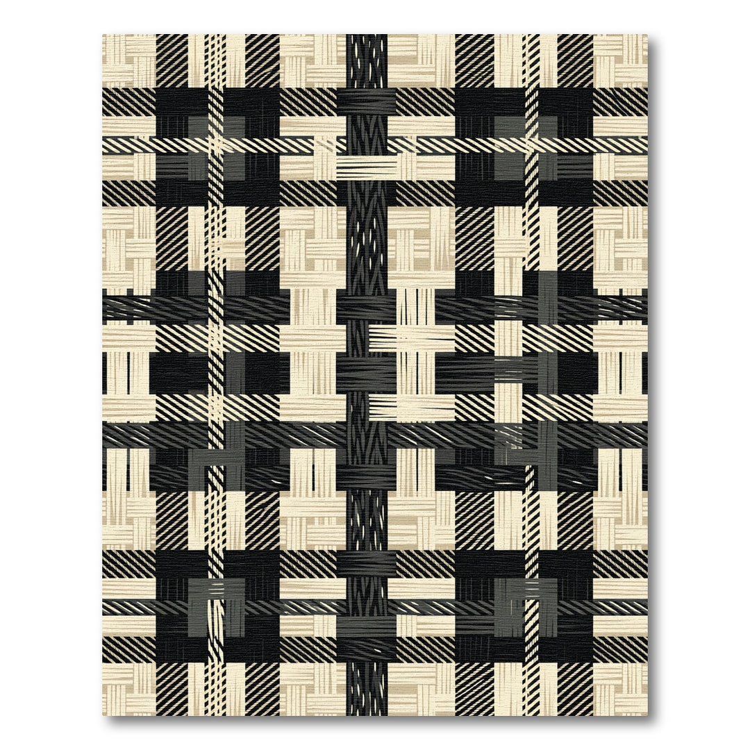 Monochrome Plaid Woven Geometric Rug