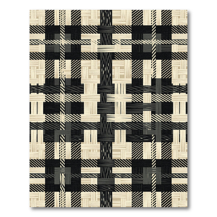 Monochrome Plaid Woven Geometric Rug