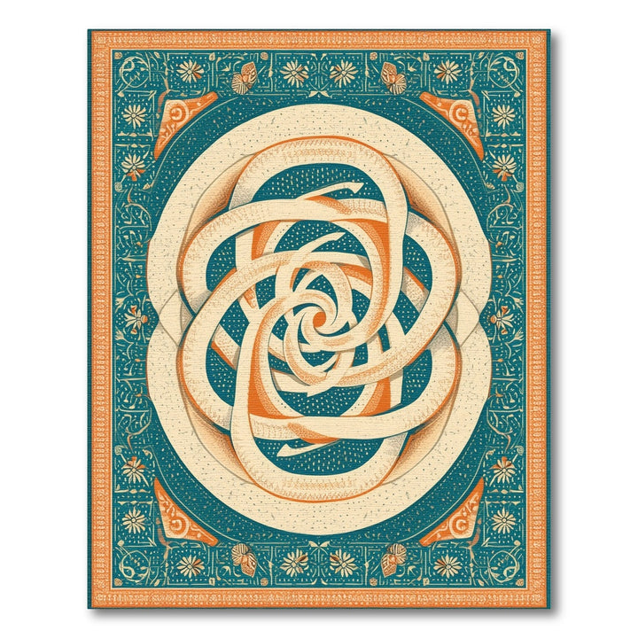 Teal Swirl Ribbon Area Rug