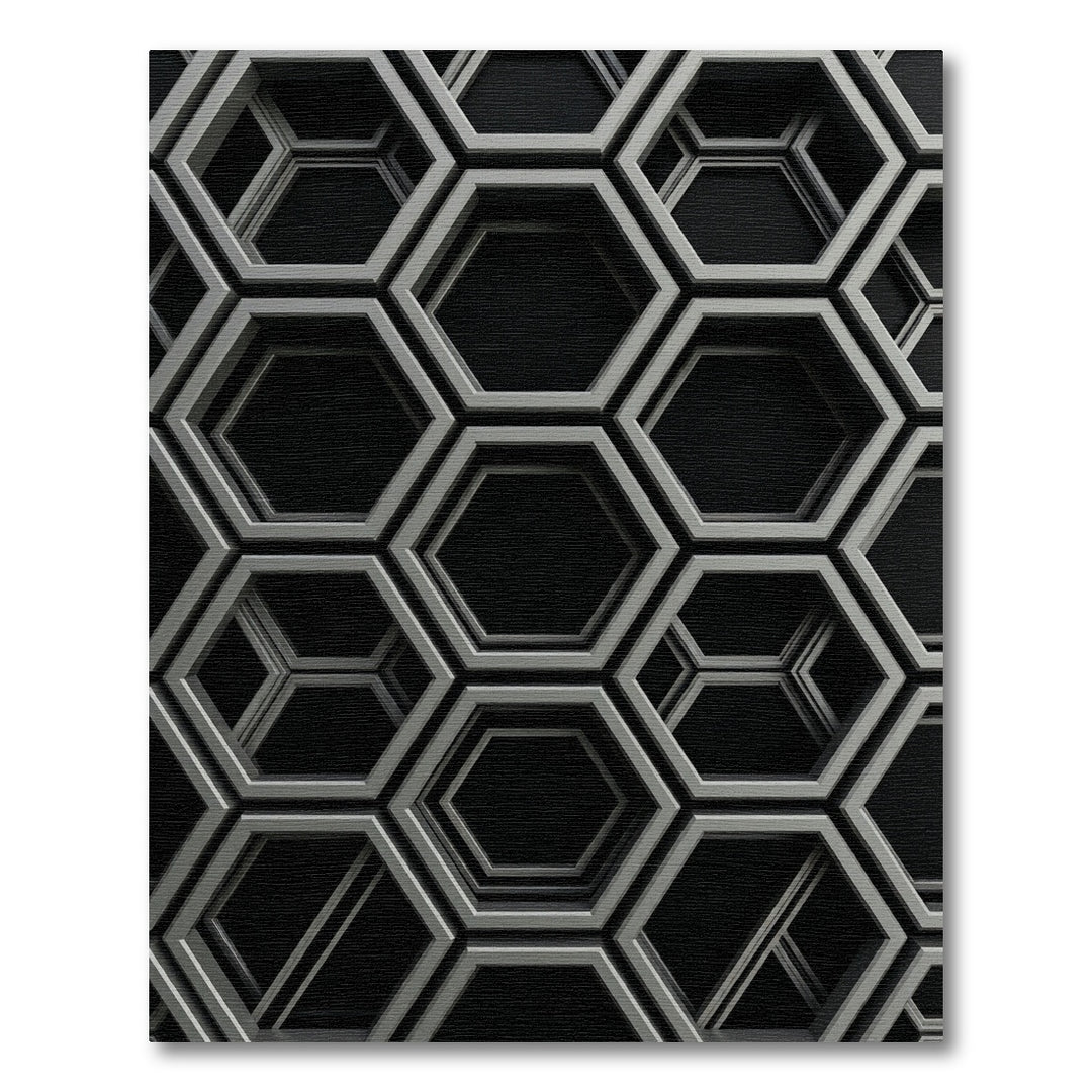 Charcoal Gray Geometric Honeycomb Rug