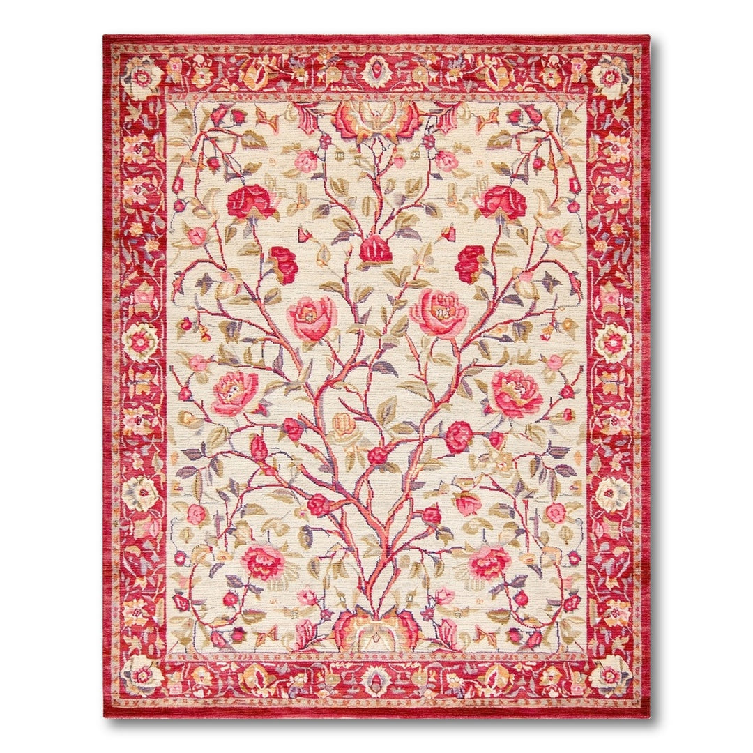 Red Rose Tree Floral Vintage Area Rug