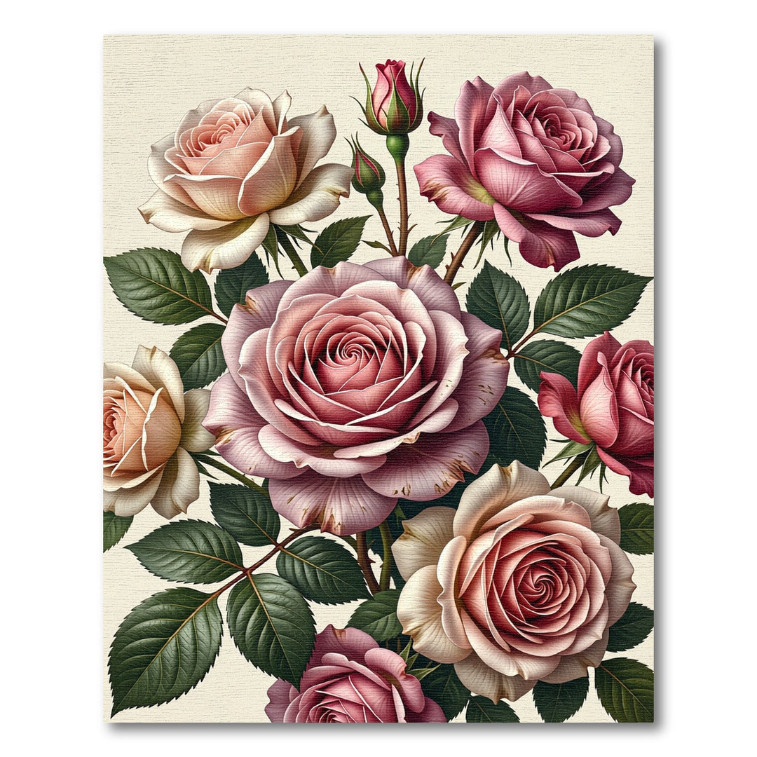 Vintage Pink Rose Garden Arrangement Rug