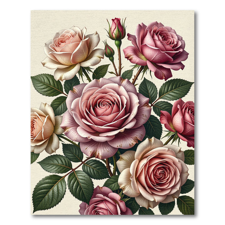 Vintage Pink Rose Garden Arrangement Rug