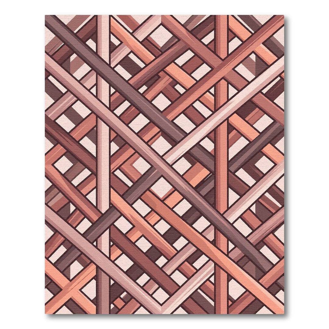 Crimson Weave Overlay Geometric Rug
