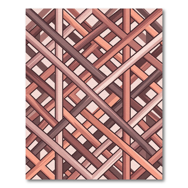 Crimson Weave Overlay Geometric Rug