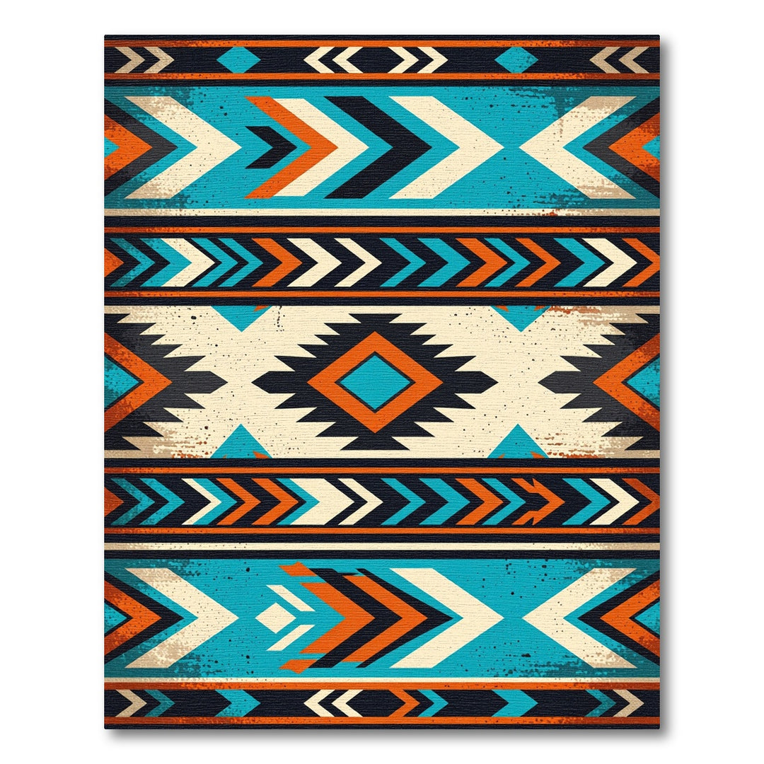 Bold Southwest Teal Orange Chevron Rug