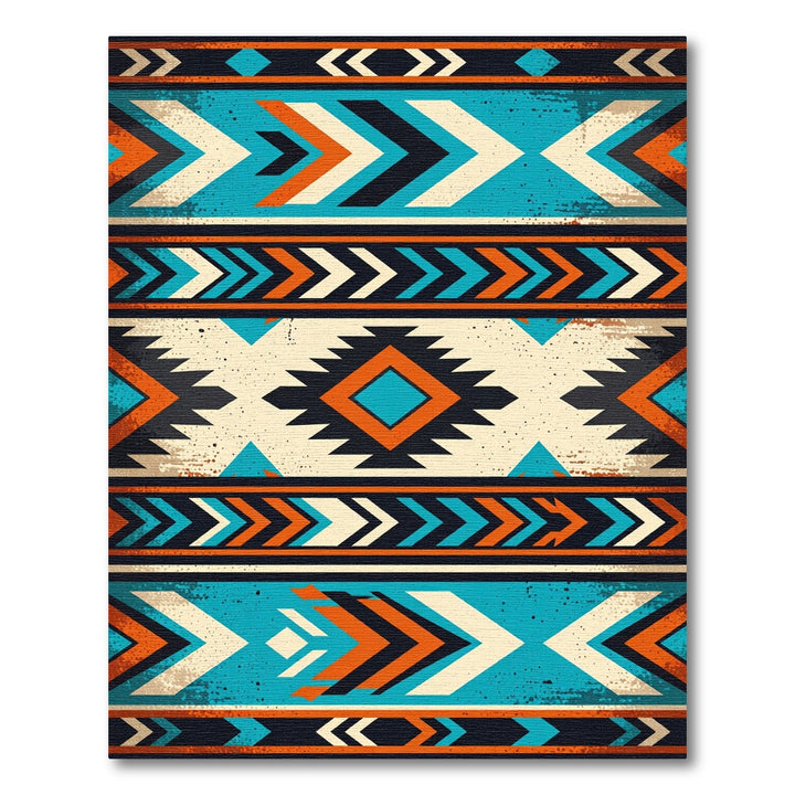 Bold Southwest Teal Orange Chevron Rug