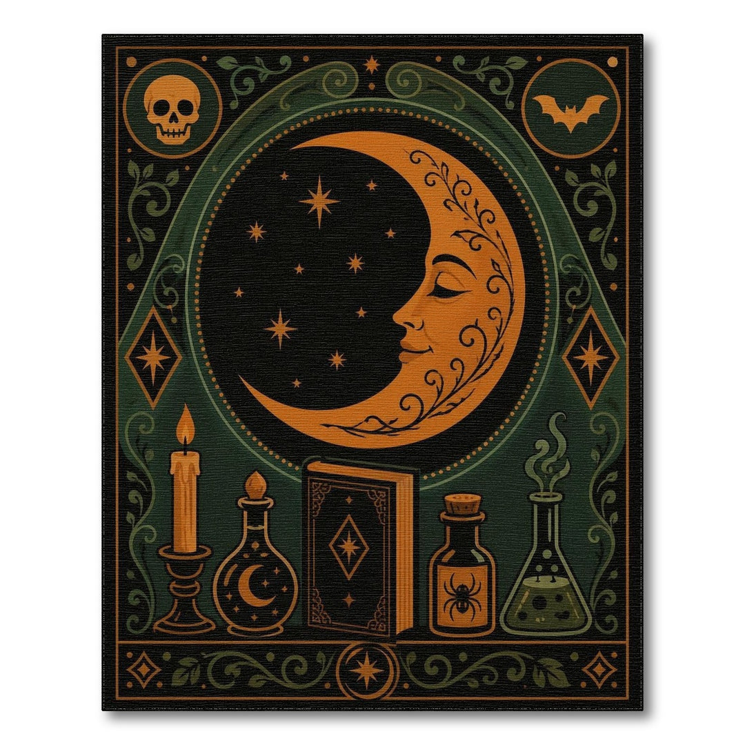 Mystic Crescent Moon Potion Area Rug