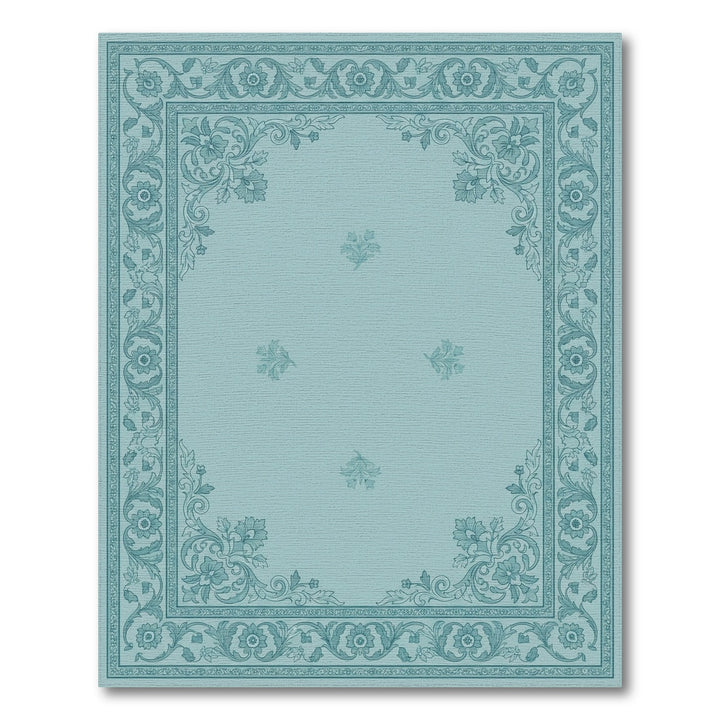 Vintage Teal Floral Scroll Rug