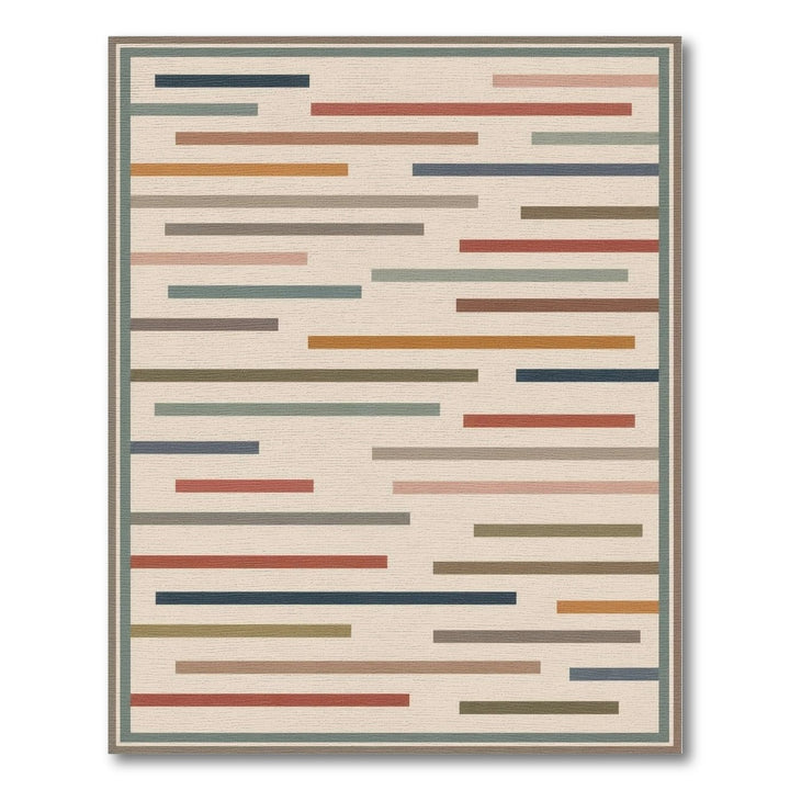 Beige Geometric Striped Geometric Modern Area Rug