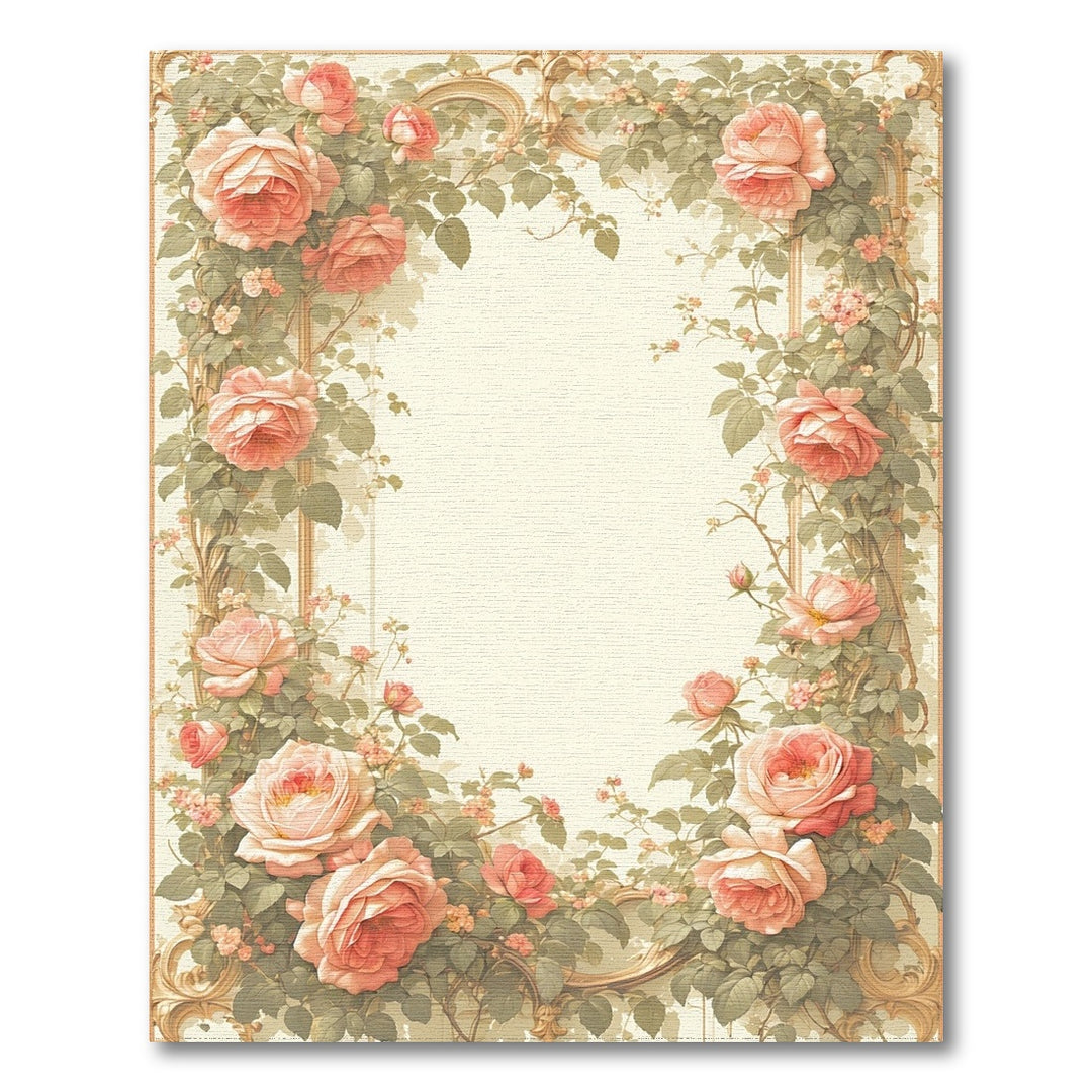 Pink Rose Floral Vintage Rug