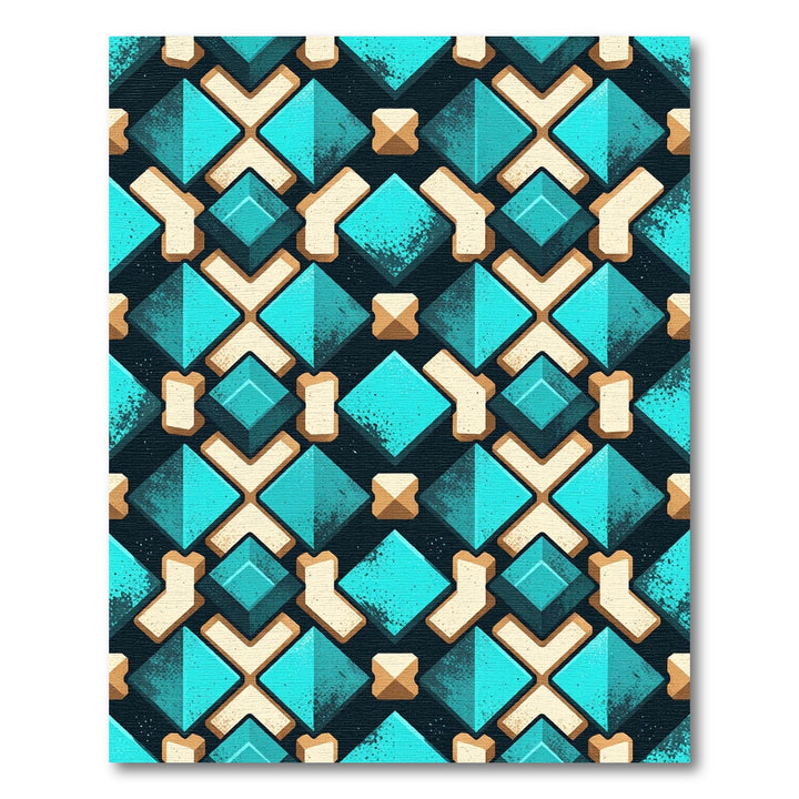 Bold Teal Geometric Diamond Rug