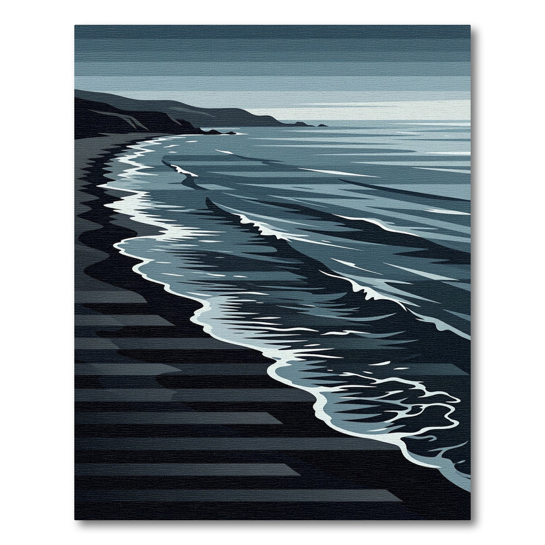 Coastal Wave Dark Beach Art Rug
