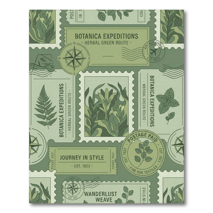 Botanica Expeditions Green Botanical Postage Rug