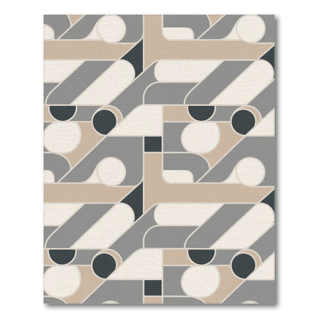 Beige and Neutral Geometric Circles Area Rug
