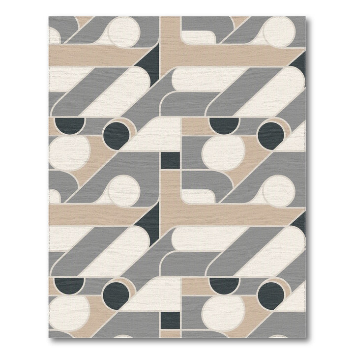 Beige and Neutral Geometric Circles Area Rug
