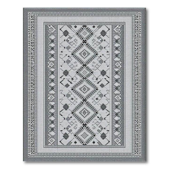Black White Geometric Diamond Area Rug