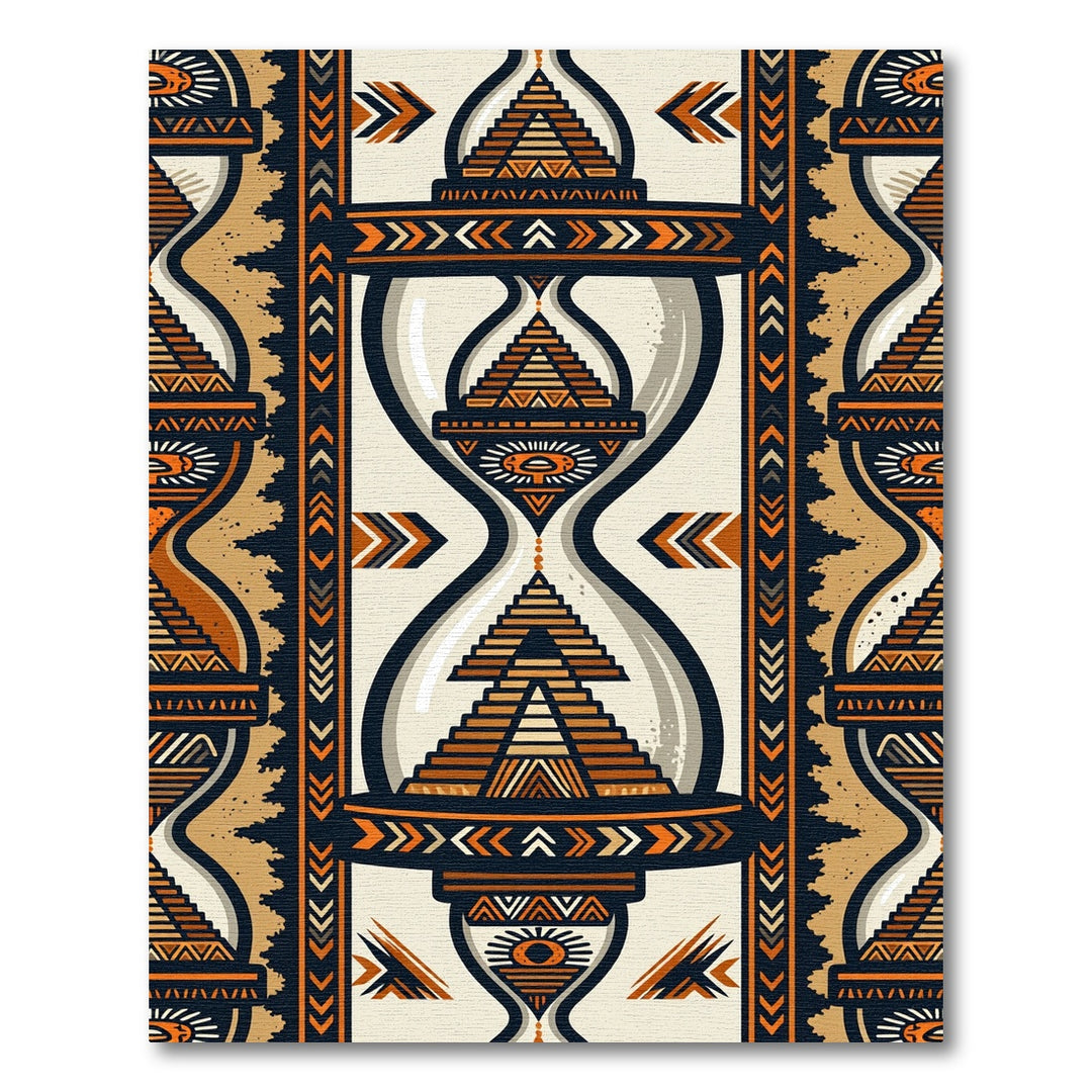 Tribal Hourglass Geometric Orange Rug