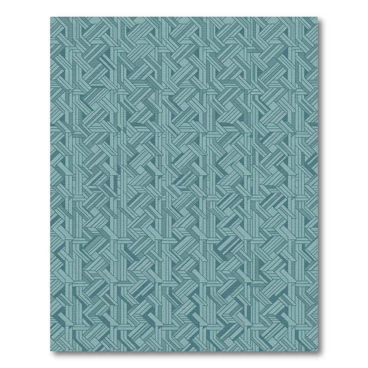 Teal Geometric Interlocking Lines Rug