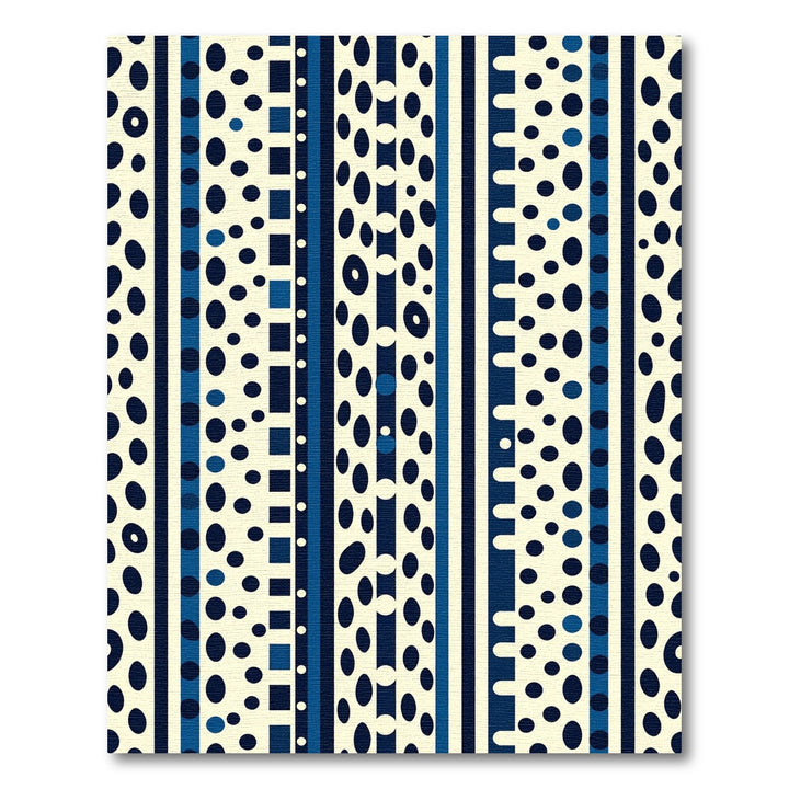 Navy Blue Cream Oval Stripe Rug
