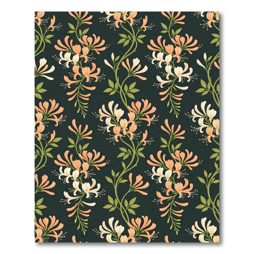 Coral White Honeysuckle Vines Rug