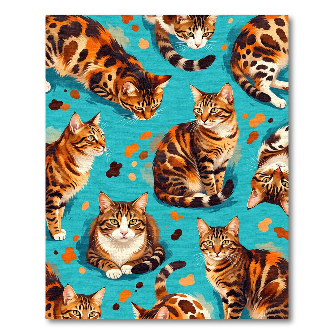 Playful Bengal Cat Collection Rug