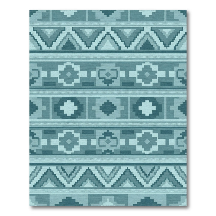 Teal Geometric Staircase Medallion Rug