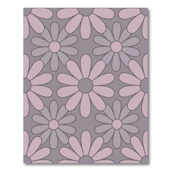 Retro Floral Pink and Gray Daisy Rug