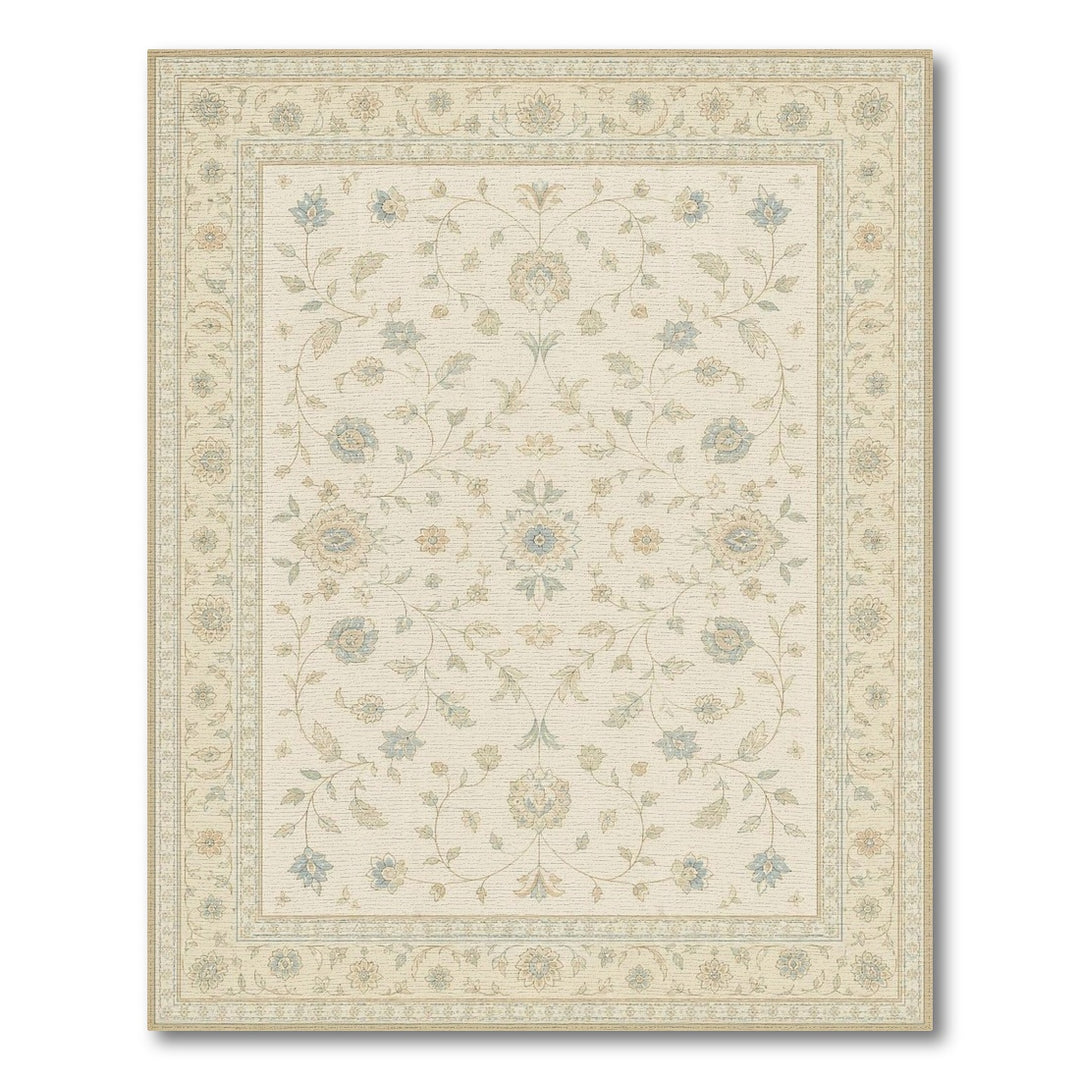 Beige Floral Vintage Area Rug