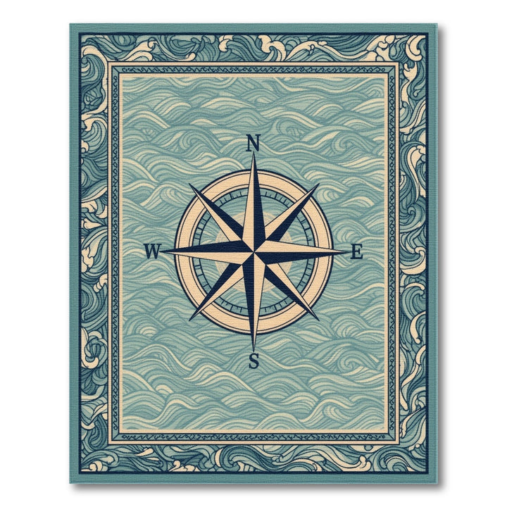 Coastal Compass Blue Area Rug