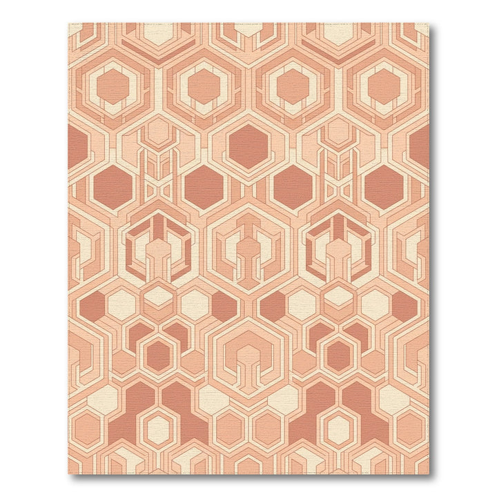 Terracotta Geometric Honeycomb Art Deco Rug