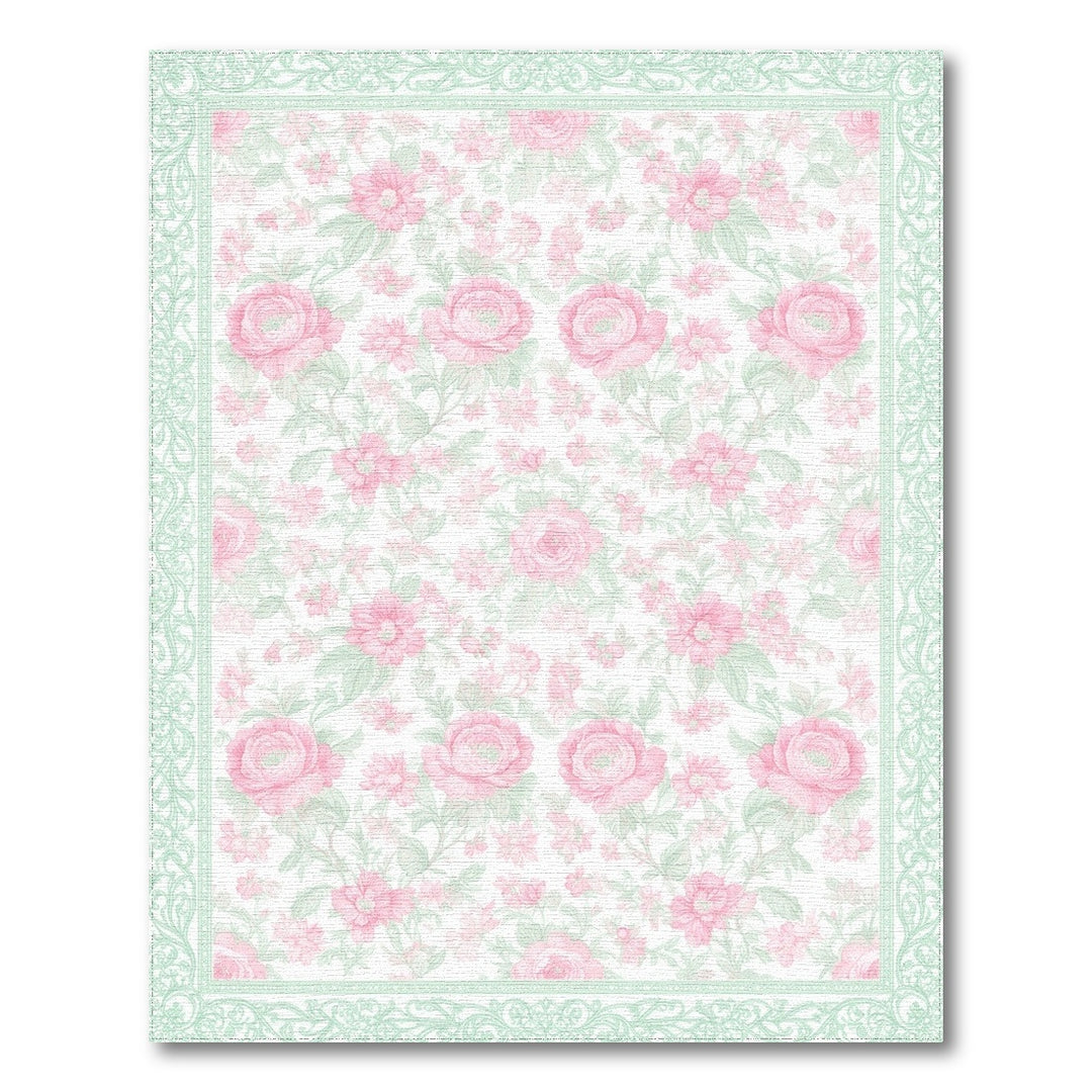 Pink Rose Floral Vintage Area Rug