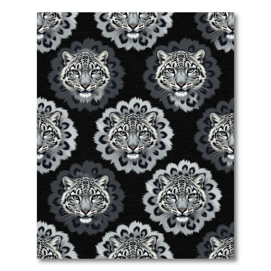 Snow Leopard Gray Feline Repeat Rug