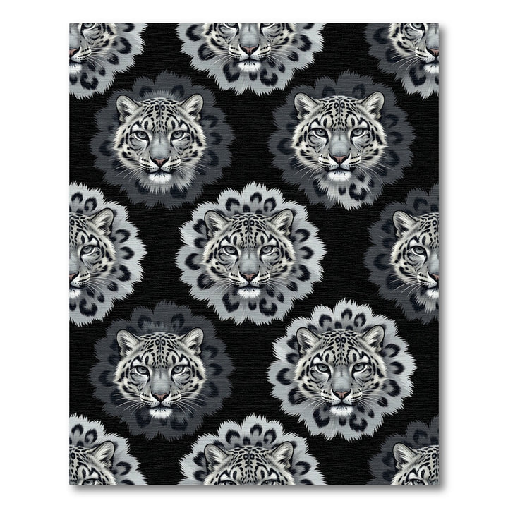 Snow Leopard Gray Feline Repeat Rug