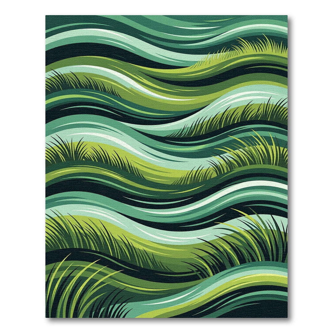 Emerald Green Wavy Grass Landscape Rug
