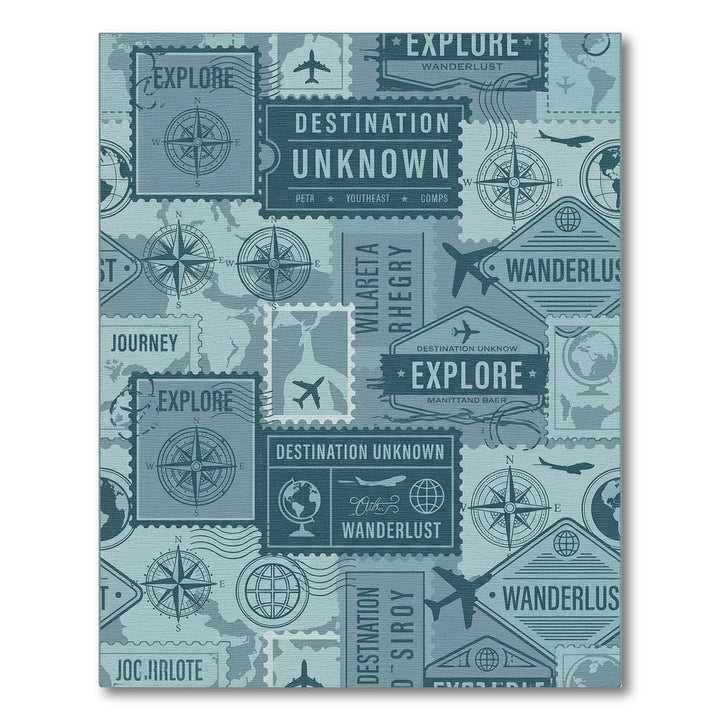 Vintage Travel Stamp Collage Rug