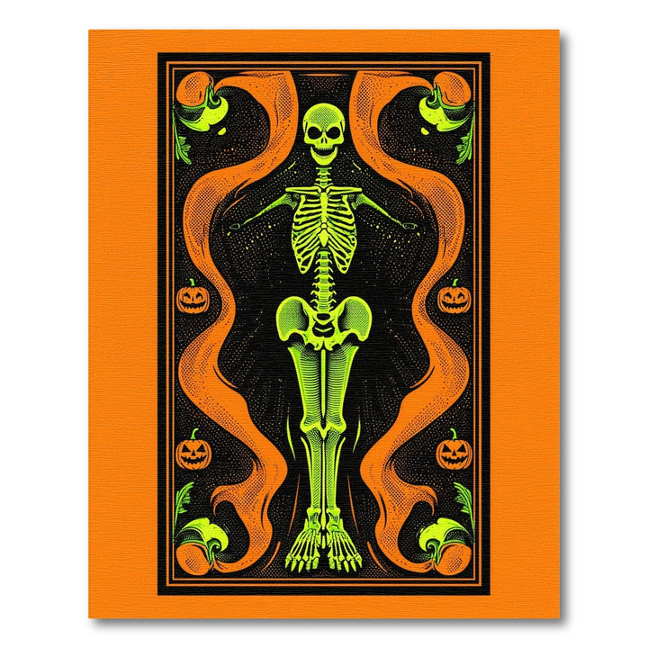 Neon Skeleton Halloween Washable Area Rug