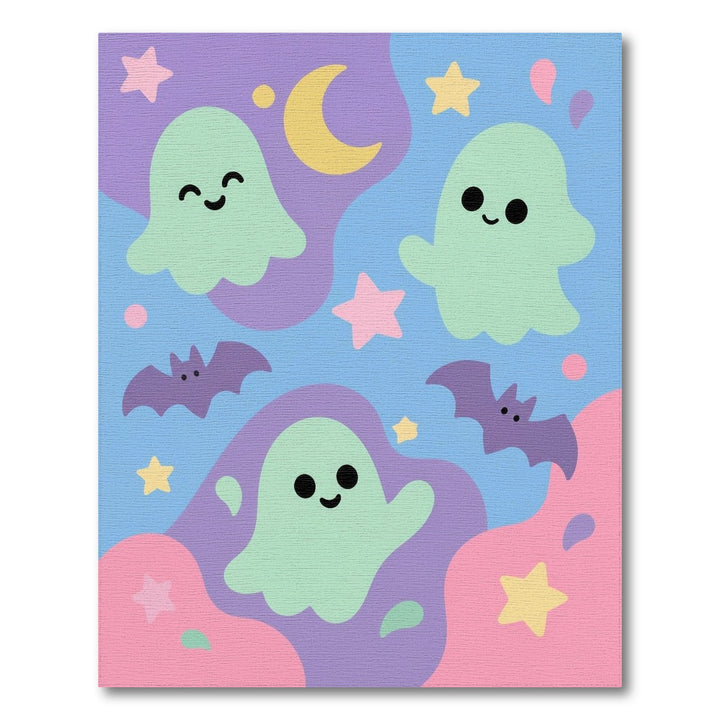 Cute Ghost Bat Pastel Kids Area Rug