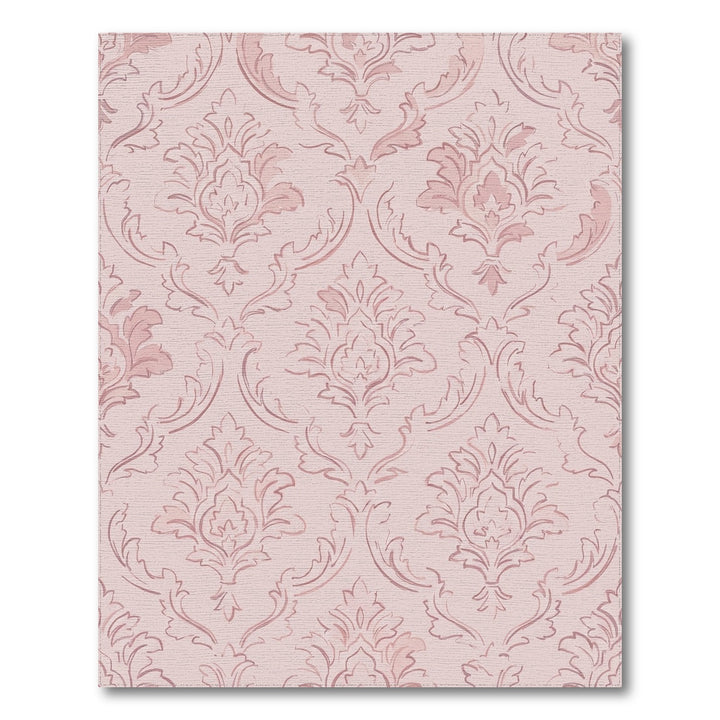 Dainty Pink Damask Scrollwork Rug