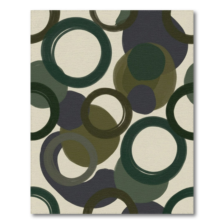 Deep Forest Green Abstract Circles Rug