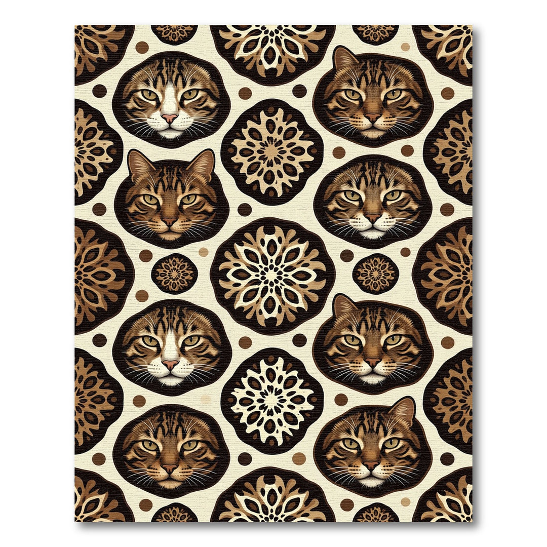 Brown Feline Medallion Pattern Rug