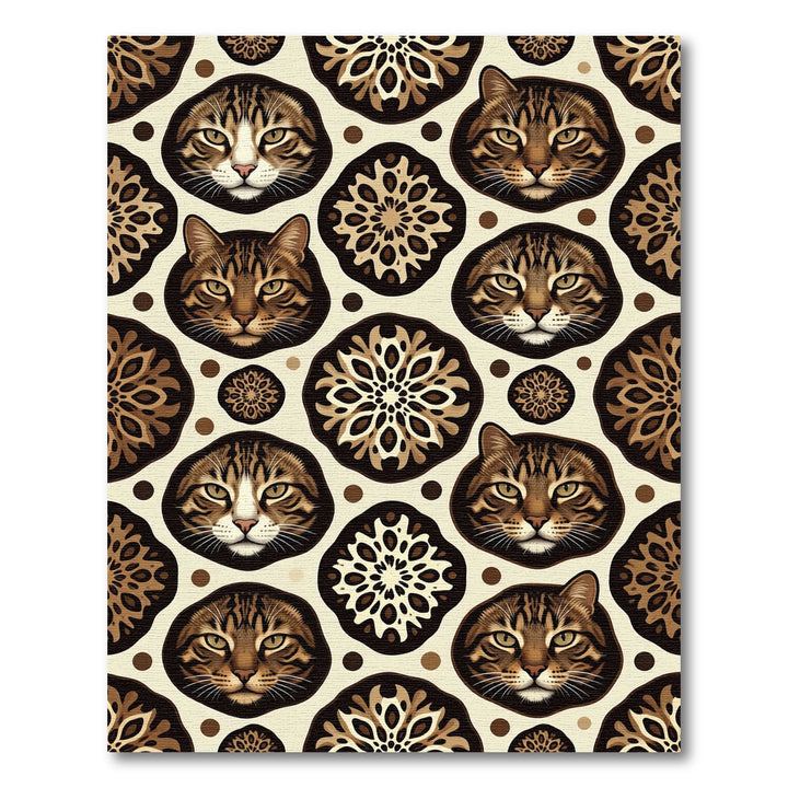 Brown Feline Medallion Pattern Rug