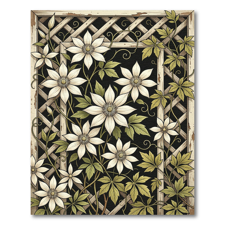 White Clematis Vine Lattice Rug