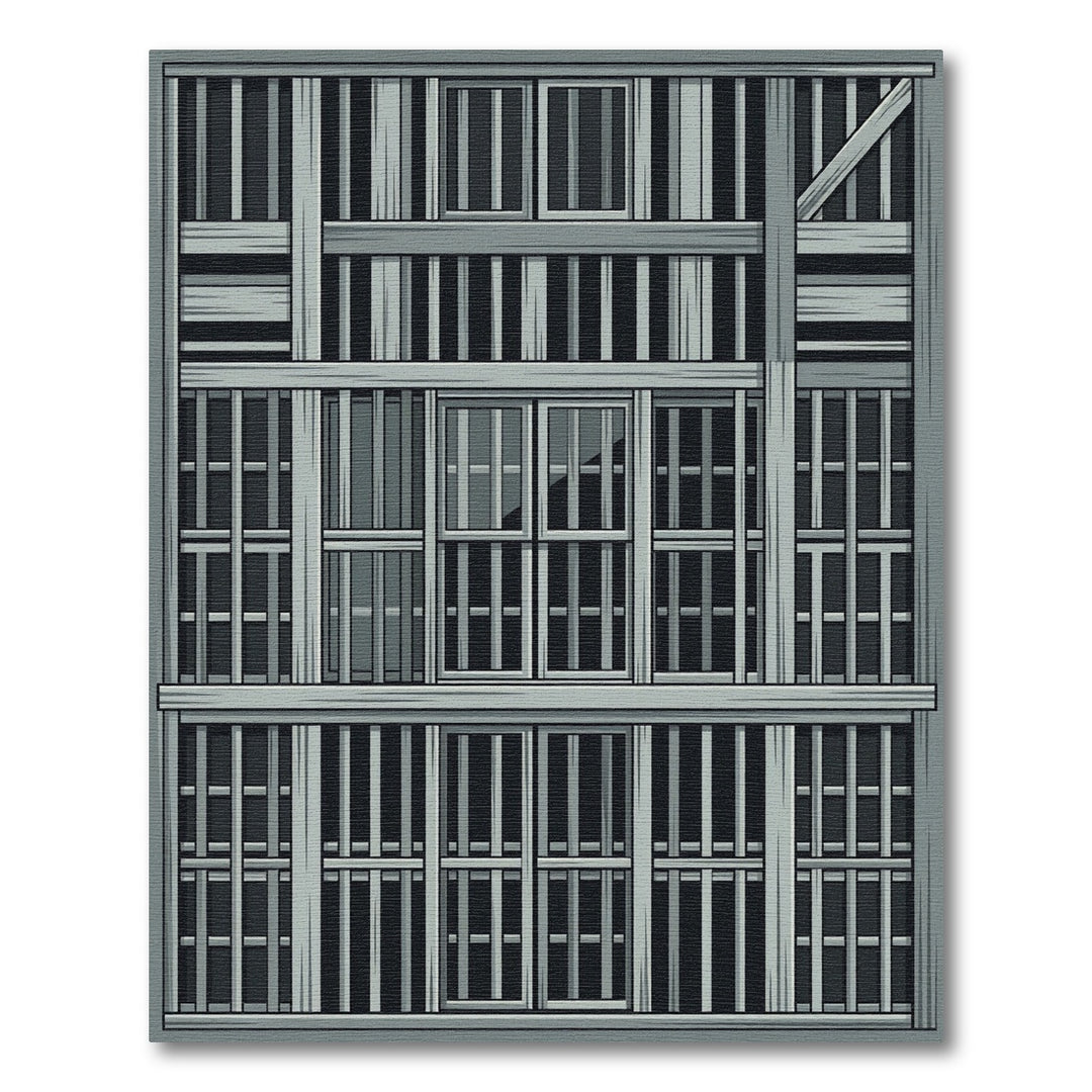 Gray Wooden Jail Cell Bars Rug