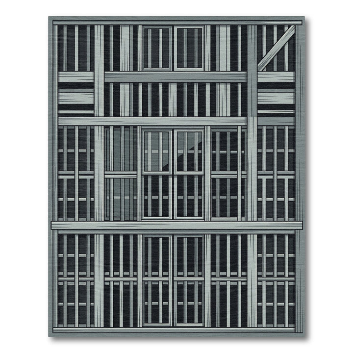 Gray Wooden Jail Cell Bars Rug