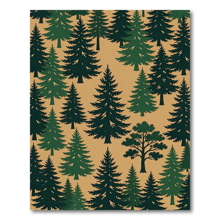 Deep Forest Evergreen Pine Trees Rug